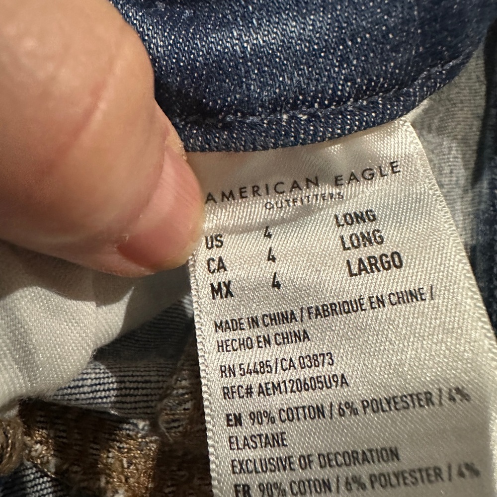 American Eagle Medium Wash Jeans Sz4 Luxe Distressed - Picture 5 of 6